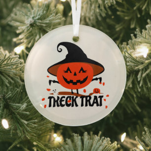 Adorno De Cristal Treck Trat Pumpkin Sonriente