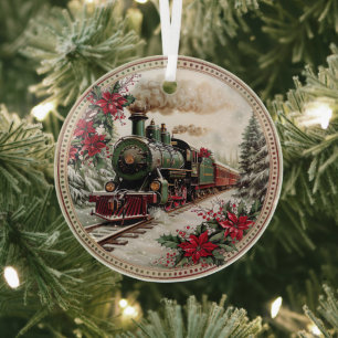 Adorno De Cristal Tren de Vapor Copo de Nieve – Viaje Navideño Atemp