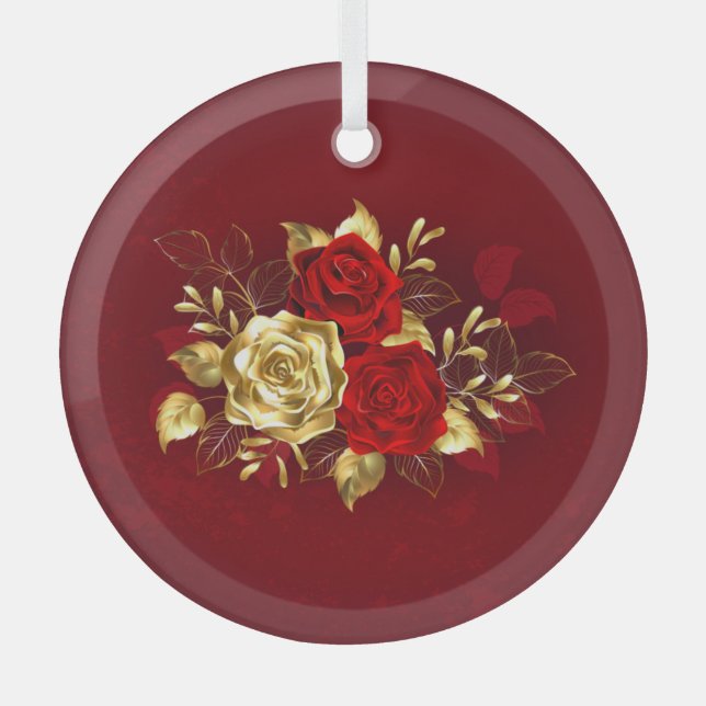 Adorno De Cristal Tres Rosas Joyas (Anverso)