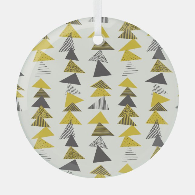 Adorno De Cristal Triángulos Retro: Patrón Variado Sin Marea. (Anverso)