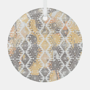 Adorno De Cristal Tribal Boho Geométrico: Patrón de angustia.