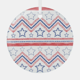 Adorno De Cristal Tribal patriótica azul rojo, símbolos estadouniden