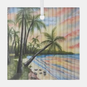 ADORNO DE CRISTAL TROPICAL PALM TREES BEACH BLINDS