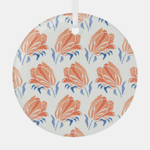 Adorno De Cristal Tulipán barroco: Linocut de venado botánico