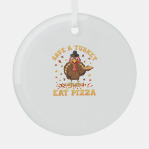 Adorno De Cristal TURQUÍA COME PIZZA Shirt Adult Vegan Niños Gracios