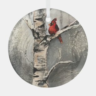 Adorno De Cristal Un cardenal en invierno