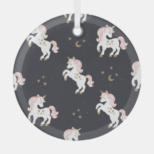 Adorno De Cristal Unicornios mágicos: Vintage de Mane rosa.