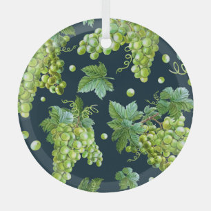 Adorno De Cristal Uva verde: Patrón oscuro de acuarela