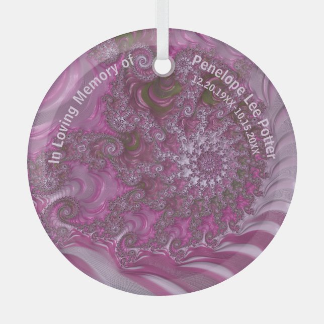 Adorno De Cristal V2 Lavender Nautilus Fractal Memorial Suncatcher (Anverso)