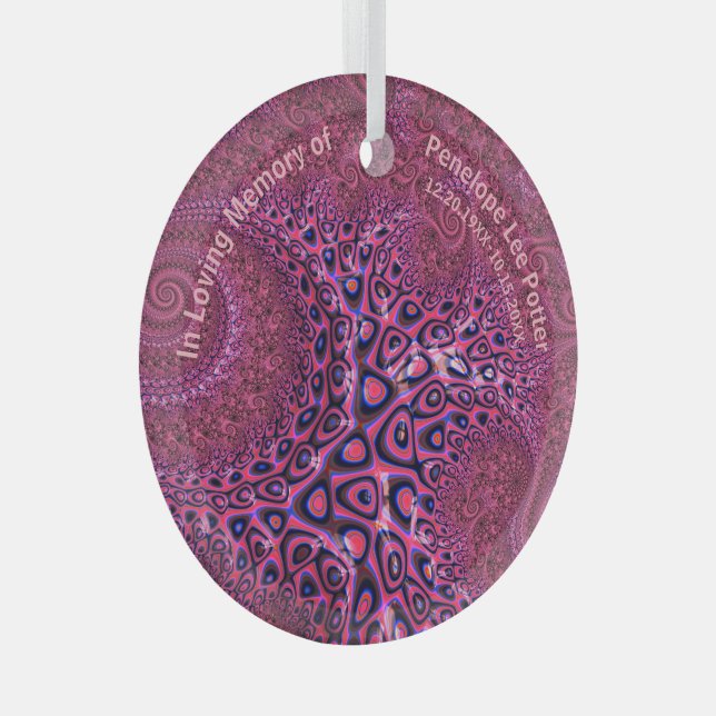 Adorno De Cristal V2 Octopus rosa Fractal Memorial Suncatcher (Anverso Derecho)