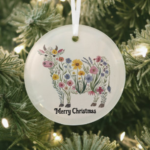 Adorno De Cristal Vaca Cuta, Flores Acuáticas, País, Floral