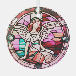 Adorno De Cristal Ventana de vidrio manchado de ángel multicolor roj