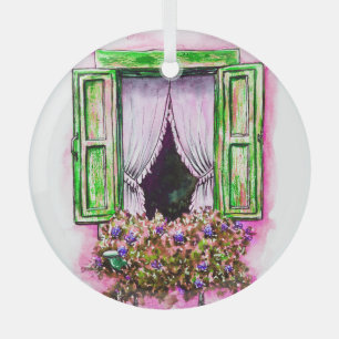 Adorno De Cristal Ventanas Rústicas: Provancia de esbozo de acuarela