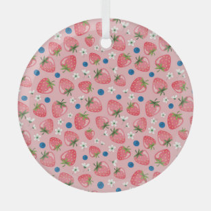 Adorno De Cristal Verano de fresa, fondo personalizado de niñita.