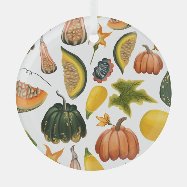 Adorno De Cristal Verano de girasoles: Patrón de acuarela de época (Anverso)