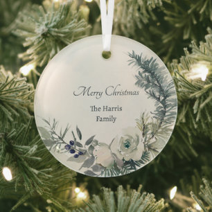 Adorno De Cristal Verde invernal suave Navidad personalizada