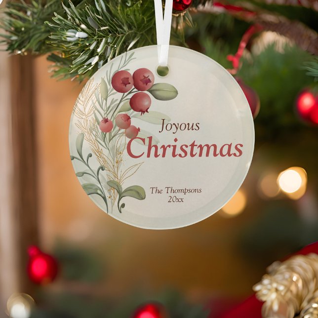 Adorno De Cristal Verdor de las Berries Rojas Elegantes vacaciones (Subido por el creador)