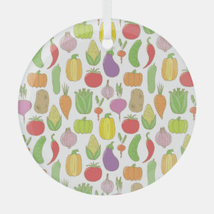 Adorno De Cristal Verduras hechas a mano, fondo de doodle vintage.