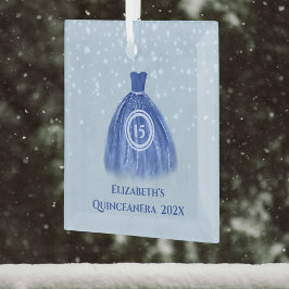 Adorno De Cristal Vestido azul quinceanera sobre el azul Lt con nomb