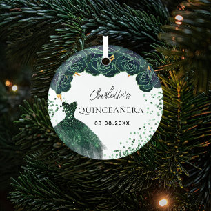 Adorno De Cristal Vestido verde esmeralda quinceanera