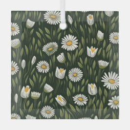 Adorno De Cristal Vibrant Daisy Pattern with Lush Green Accents
