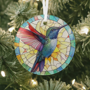 Adorno De Cristal Vibrant Hummingbird Stainant