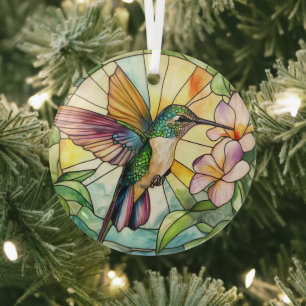Adorno De Cristal Vibrant Hummingbird Stainant