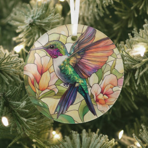 Adorno De Cristal Vibrant Hummingbird Stainant