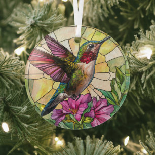 Adorno De Cristal Vibrant Hummingbird Stainant