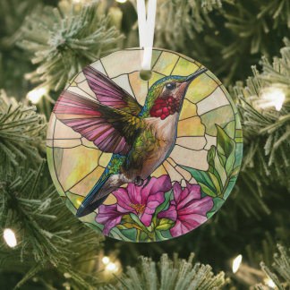 Adorno De Cristal Vibrant Hummingbird Stainant