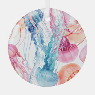 Adorno De Cristal Vida marina acuática: burbujas y medusas