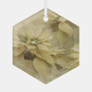 Adorno De Cristal Vidrio de arte digital de poinsettias de color cre