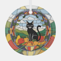 Vidrio de colores, gato negro Vidrio de colores co