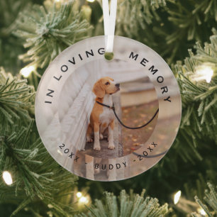 Adorno De Cristal Vidrio de Foto de Navidad de Perro Mascota en Memo