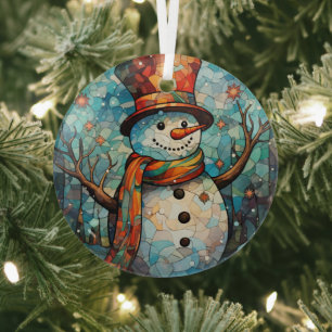 Adorno De Cristal Vidrio de Snowman festivo