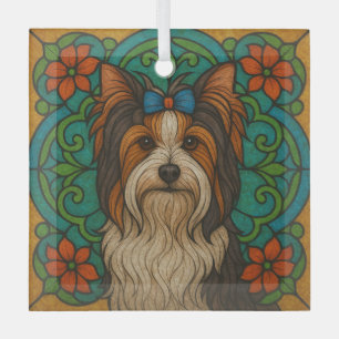 Adorno De Cristal "Vidrio manchado" de Biewer Terrier