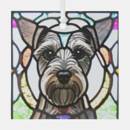 Adorno De Cristal "Vidrio manchado" de Schnauzer en miniatura