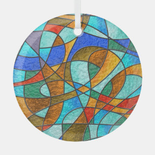 Adorno De Cristal Vidrio manchado: dibujo colorido abstracto.