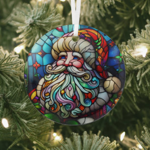 Adorno De Cristal Vidrio Manchado Santa Claus