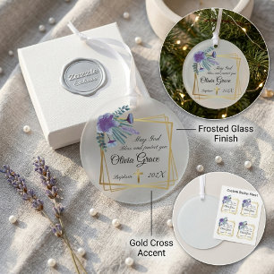Adorno De Cristal Vidrio personalizado para bautizo de bebé Floral P