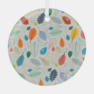 Adorno De Cristal Vintage Autums Leaves Patrón de Ilustracion