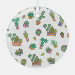 Adorno De Cristal Vintage Cacti: Diseño De Patrones Sin Maravilla.