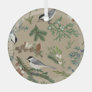 Adorno De Cristal Vintage Christmas: Floral Juniper Mistletoe.