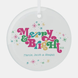 Adorno De Cristal Vintage Merry & Bright Colorous Glass
