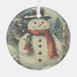 Adorno De Cristal Vintage watercolor snowman