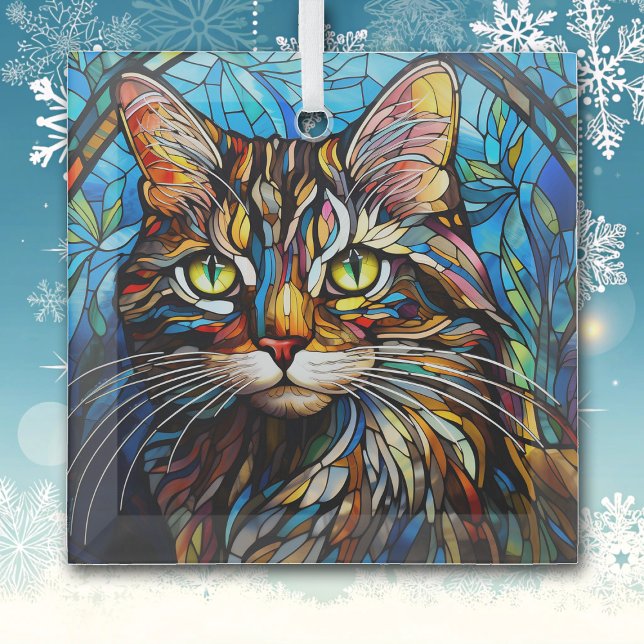 Adorno De Cristal Vivid Tabby Cat Stained (Subido por el creador)