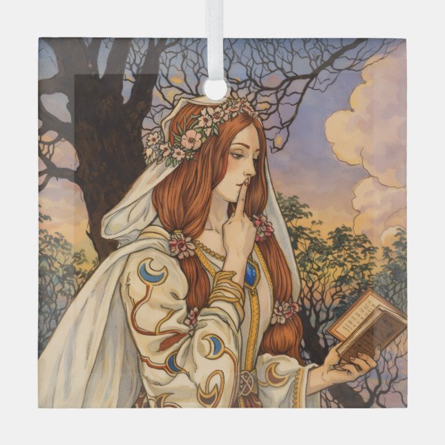 Adorno De Cristal Vivien – Art Nouveau Enchantress Illustration (Anverso)