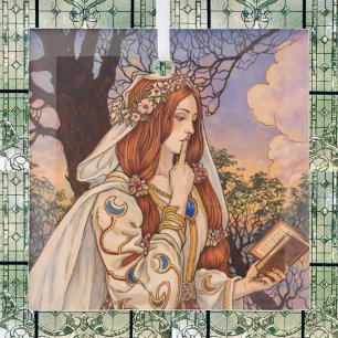 Adorno De Cristal Vivien – Ilustración de encantadora Art Nouveau