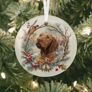 Adorno De Cristal Vizsla Navidad