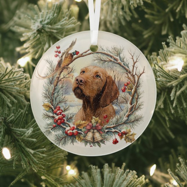 Adorno De Cristal Vizsla Navidad  (in situ)